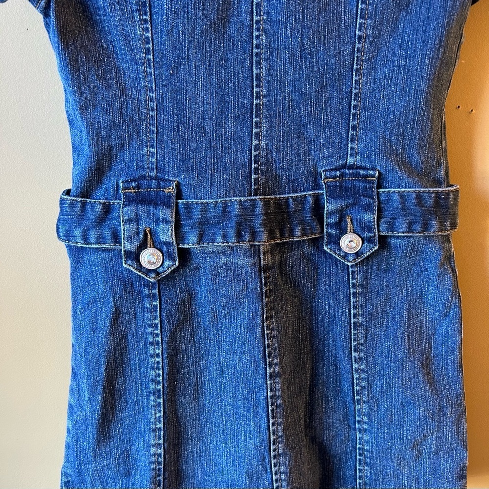 Limited Too Y2K Girls Denim Dress Short Sleeve Size 7 Zip Front Jean Belted - Picture 8 of 12